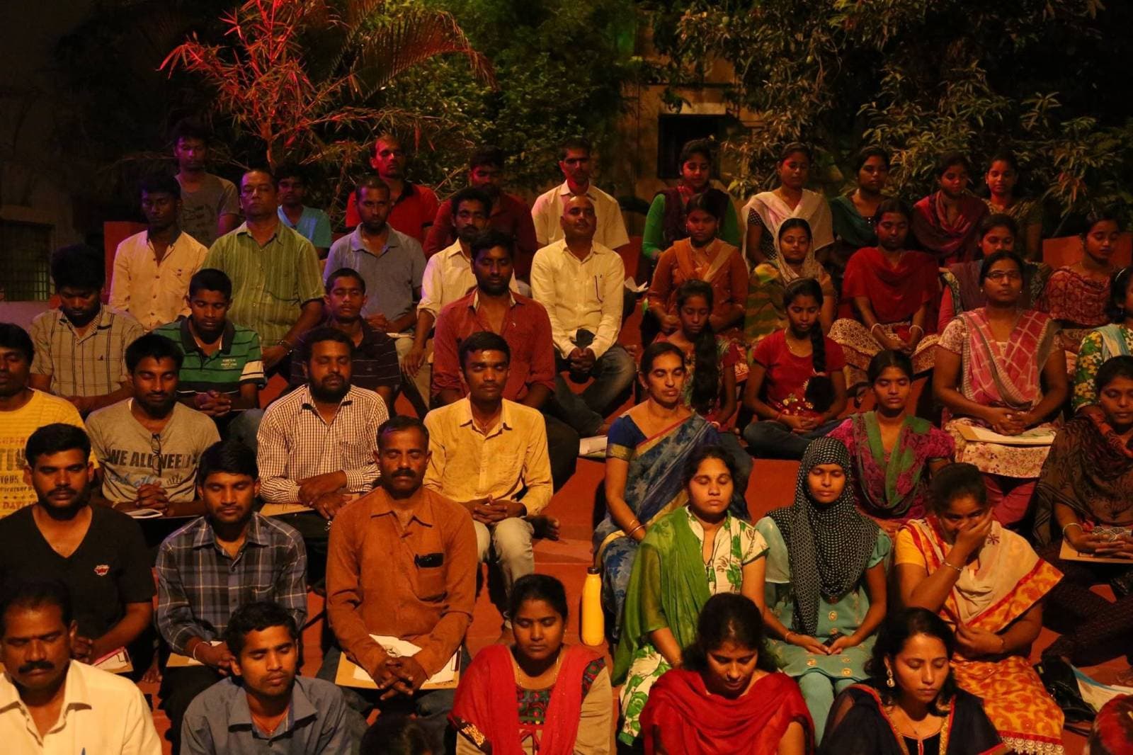 Group of meditators celebrating World Meditation Day